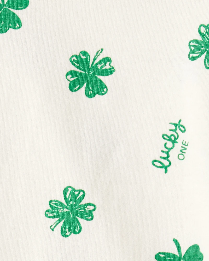 Baby Girl St. Patrick's Day 3-Piece Shamrock Long-Sleeve Top & Skirt Set - Green