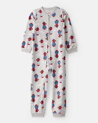 Boys Chili Pepper Print Fleece Long-Sleeve Loose Fit 1-Piece Pyjamas - Grey