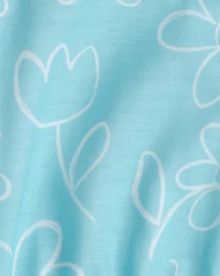 Toddler Girl Floral Ladybug  Loose Fit 2-Piece Pyjama Set - Blue