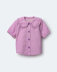 Toddler Girl Peter Pan Collar Top Stripes - Purple