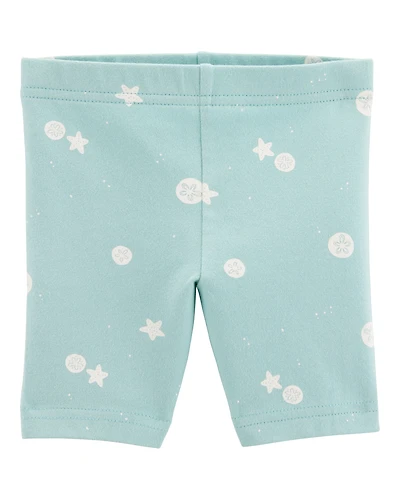 Baby Girl Sea Print Bike Shorts - Green