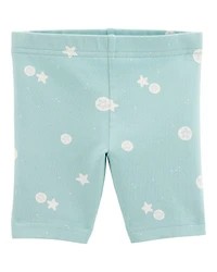 Baby Girl Sea Print Bike Shorts - Green