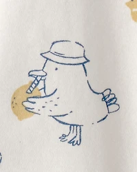 Baby Duck 2-Way Zip 100% Cotton Sleeper - Cream