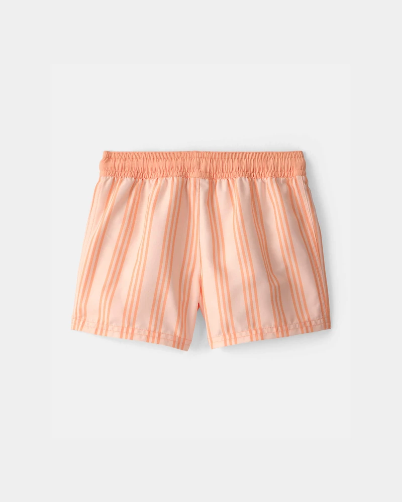 Toddler Boy Striped Swim Trunks - Orange