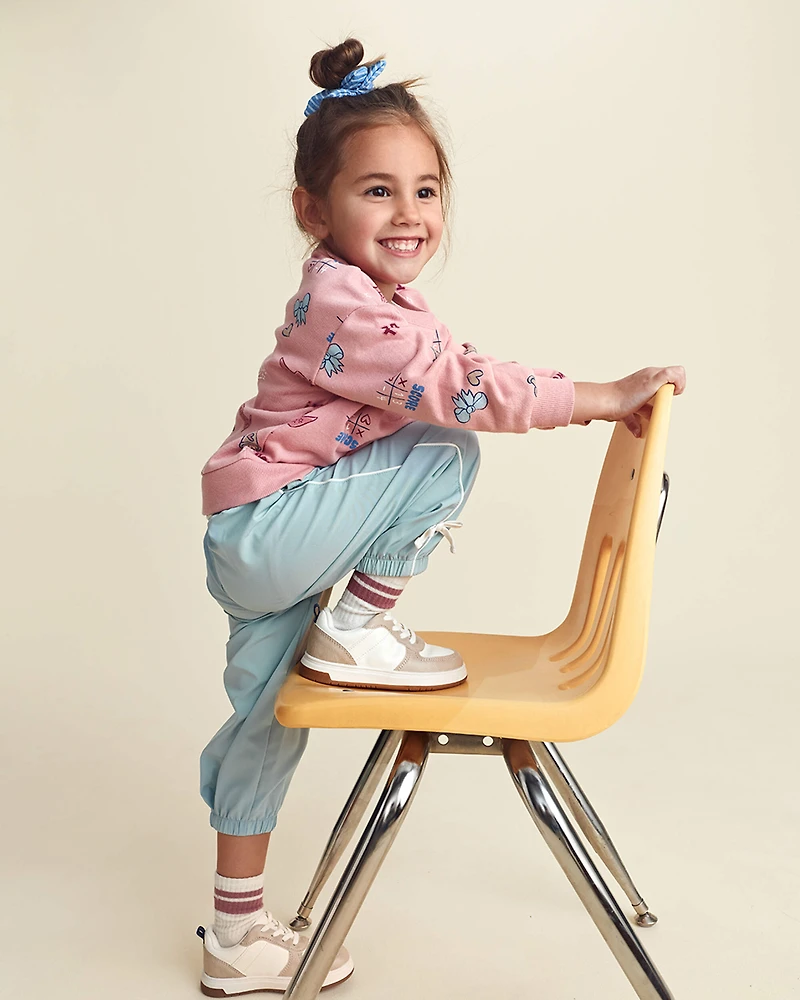 Girls Toddler Girl School Spirit French Terry Pullover Sweatshirt - Pink