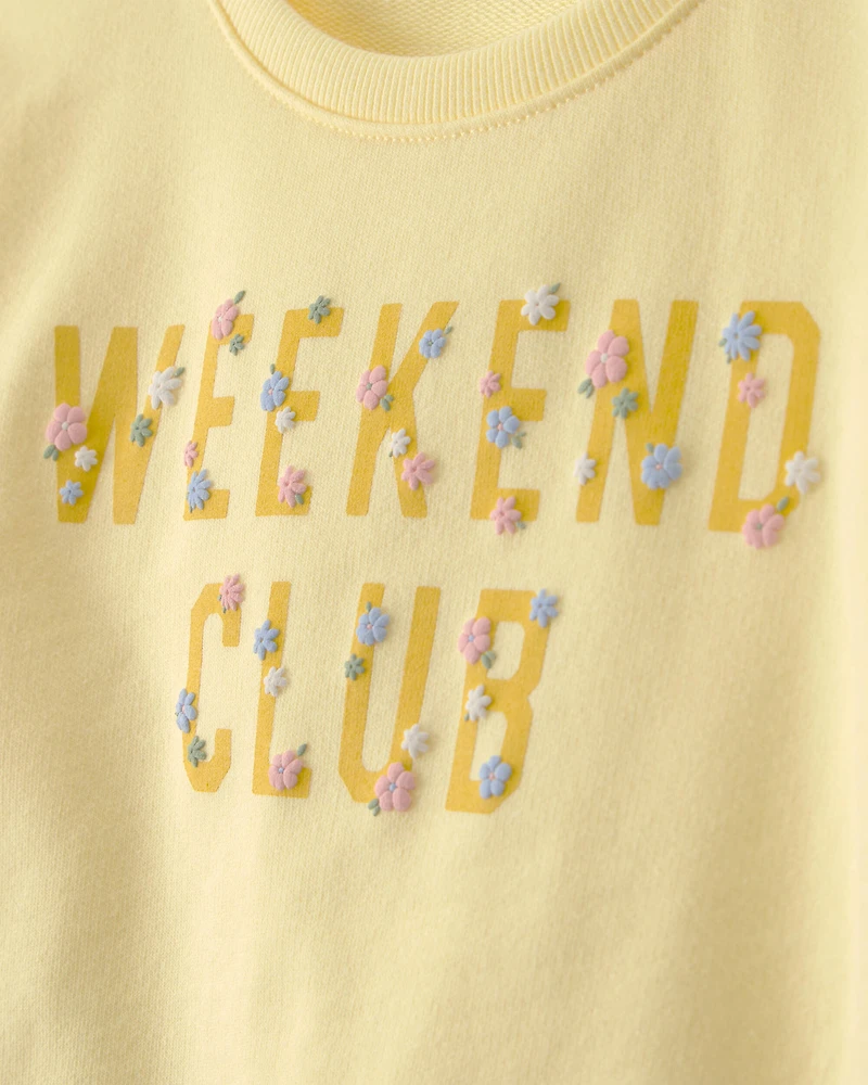 Girls 2-Piece Floral French Terry Top & Skirt Set - Yellow