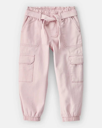 Toddler Girl Cotton Cargo Joggers - Pink