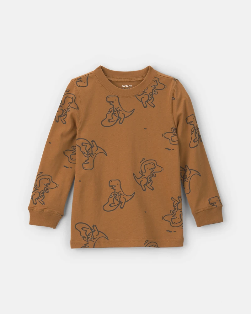 Toddler Boy Dinosaur Long-Sleeve T-Shirt - Brown