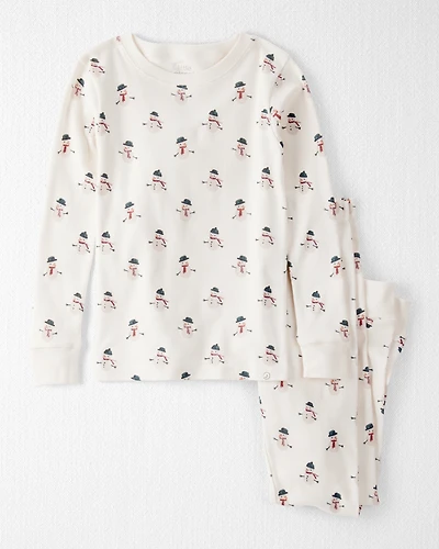 Kid Organic Cotton Snowman Print Pyjamas