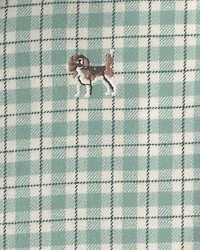 Toddler Boy Dog Plaid Flannel Button-Down Shirt - Green/White