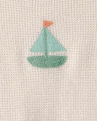 Baby 2-Piece Sailboat Crochet Top & Short Set - Cream