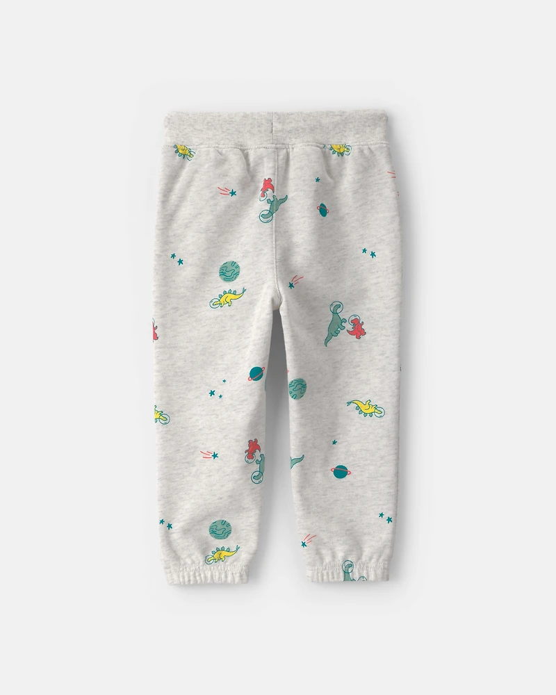 Toddler Boy Space Dino French Terry Joggers - Grey
