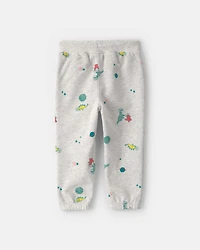 Toddler Boy Space Dino French Terry Joggers - Grey