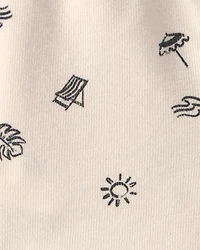 Toddler Boy Beach Shorts - Cream/Black