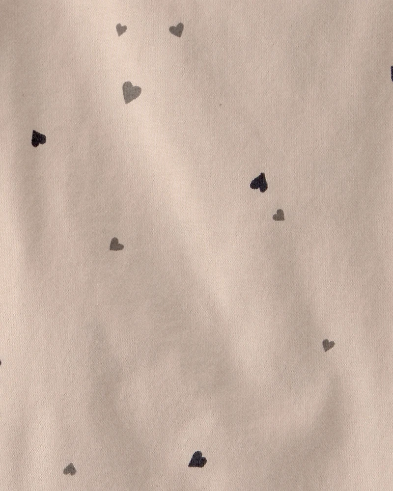 Toddler Girl 2-Piece Heart Top & Short Set - Brown