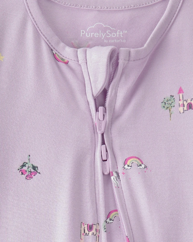 Baby Girl Fairytale 2-Way Zip PurelySoft Sleeper - Purple
