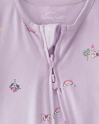 Baby Girl Fairytale 2-Way Zip PurelySoft Sleeper - Purple