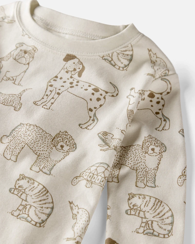 Toddler Pet Print Organic Cotton 2-Piece Pyjamas