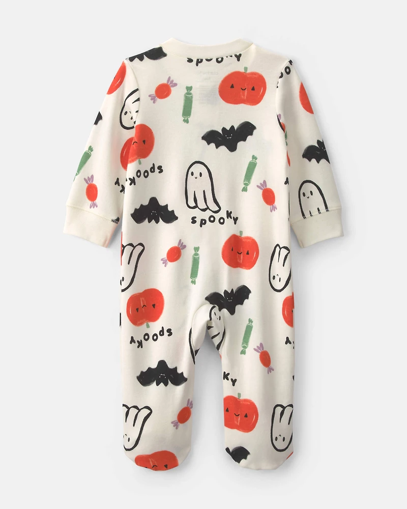 Baby Halloween 100% Cotton 2-Way Zip Sleeper - Cream
