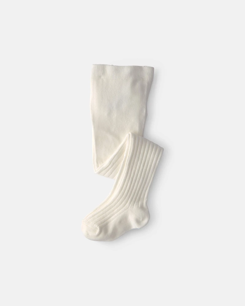 Toddler Girl Ribbed Tights – Ivory