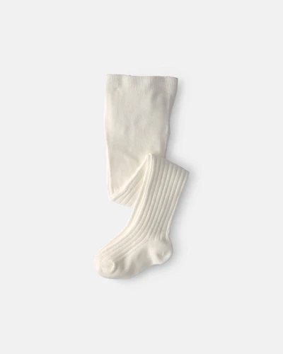 Toddler Girl Ribbed Tights – Ivory