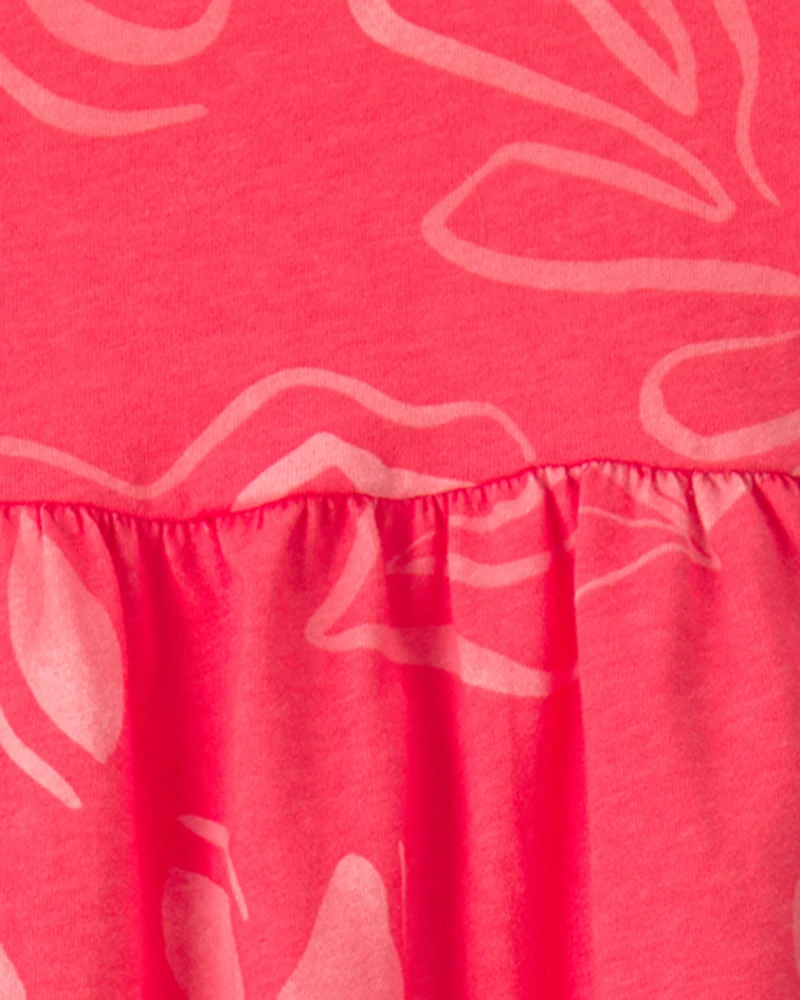 Baby Girl Tropical Floral Sleeveless Dress - Coral