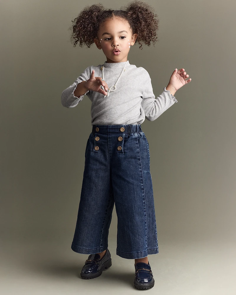 Toddler Girl Mock Neck Long-Sleeve Top - Heather Grey