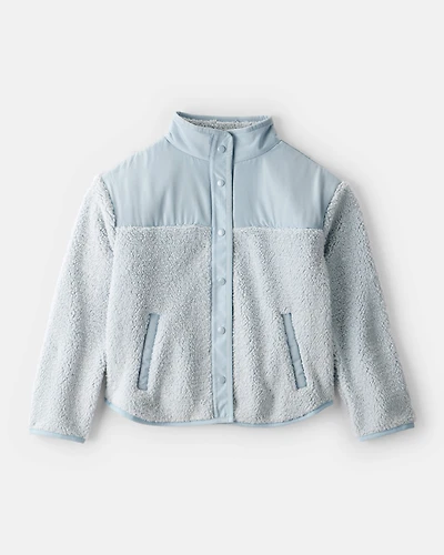 Girls Long-Sleeve Sherpa Jacket - Blue