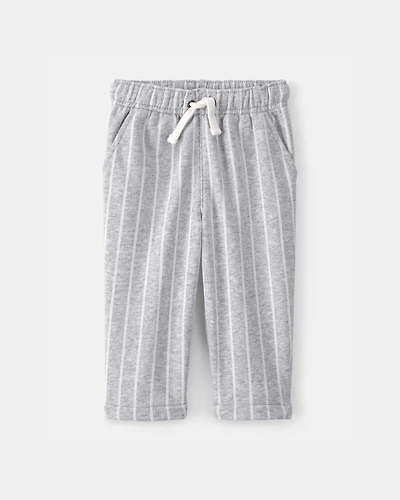 Baby Striped French Terry Pants - Grey/White