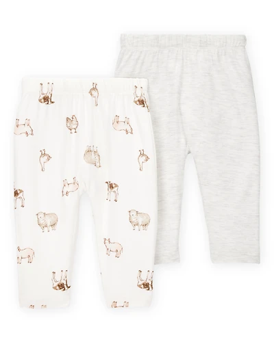 Baby Girl 2-Pack PurelySoft Pull-On Pants - Grey/Ivory