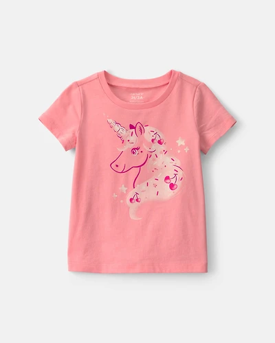 Toddler Girl Unicorn Graphic Tee – Pink
