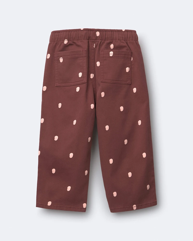 Toddler Girl Pleated Pants Polka Dots - Burgundy