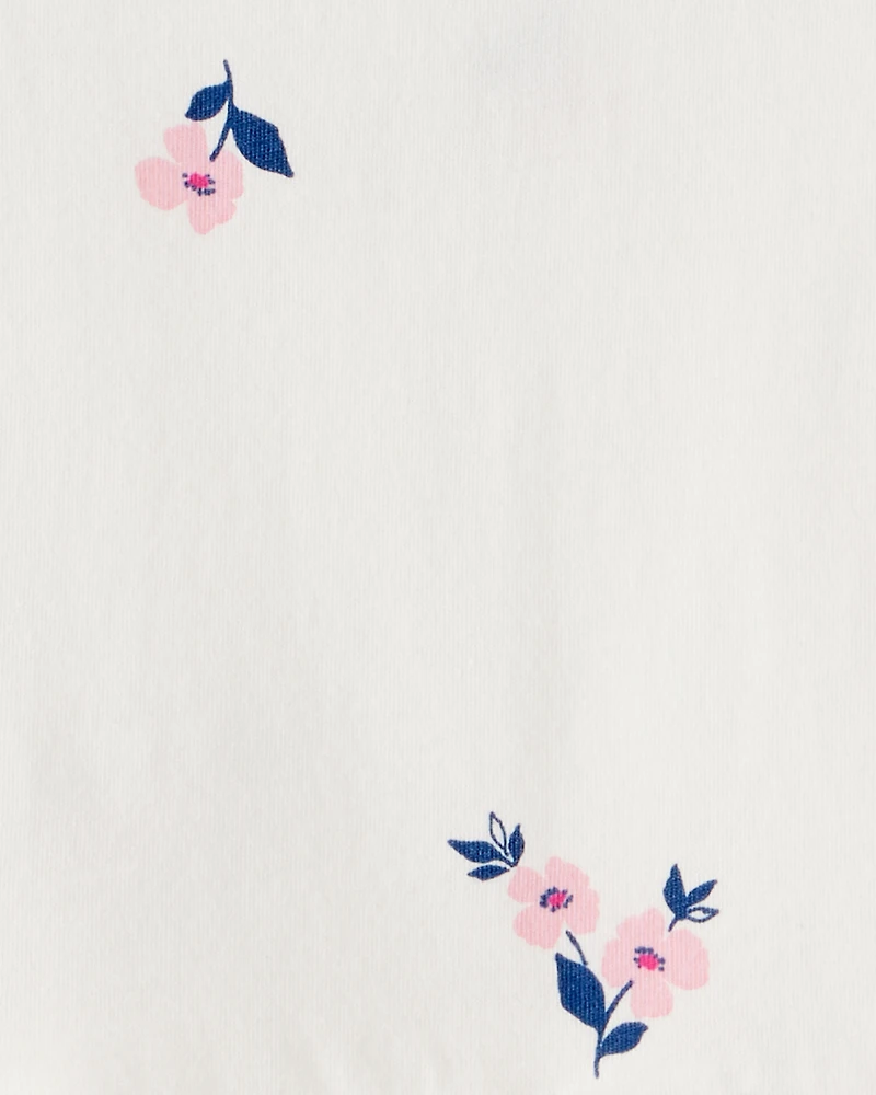 Girls Floral Long-Sleeve Peplum Top - Ivory