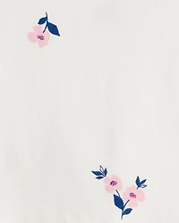 Girls Floral Long-Sleeve Peplum Top - Ivory