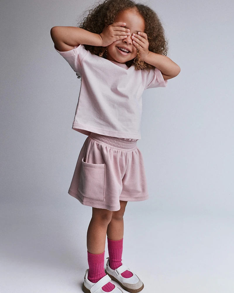 Toddler Girl Swing Shorts with Pockets - Rose