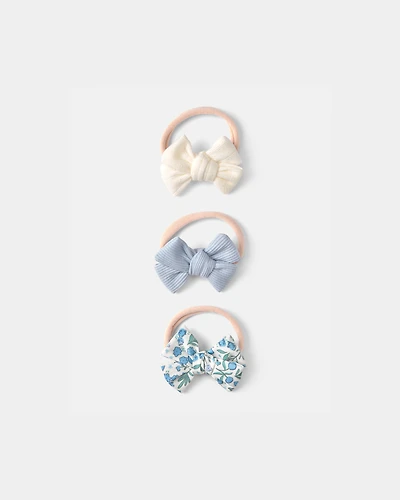 Baby Girl 3-Pack Bow Headbands - Blue