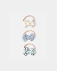 Baby Girl 3-Pack Bow Headbands - Blue