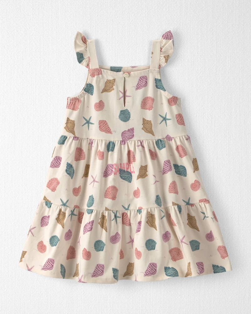 Toddler Girl Organic Cotton Tiered Dress Seashells