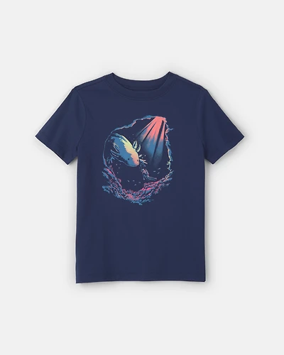 Boys Axolotl Graphic Tee - Navy