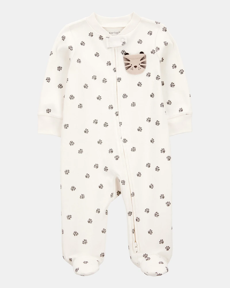 Baby Tiger Print 2-Way Zip Cotton Sleeper