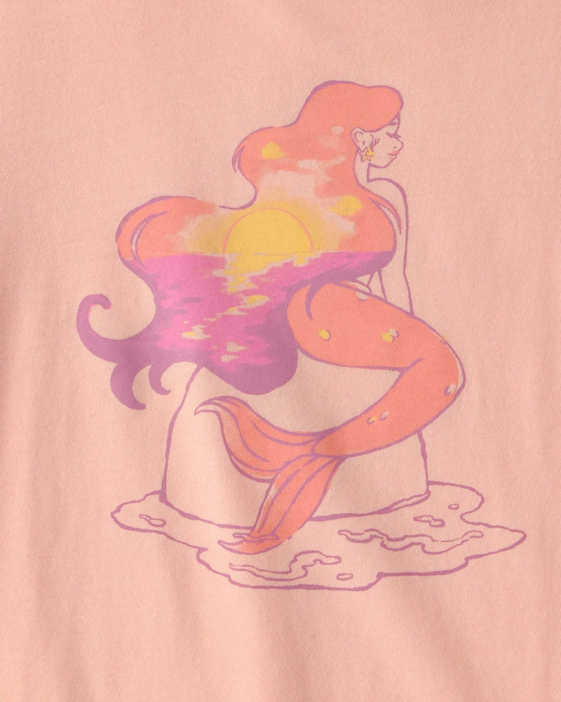 Girls Mermaid Graphic Tee - Orange