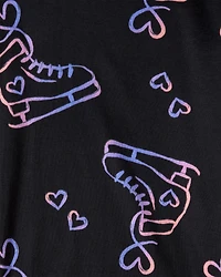 Girls Ice Skates 100% Cotton Snug Fit 4-Piece Pyjamass - Purple