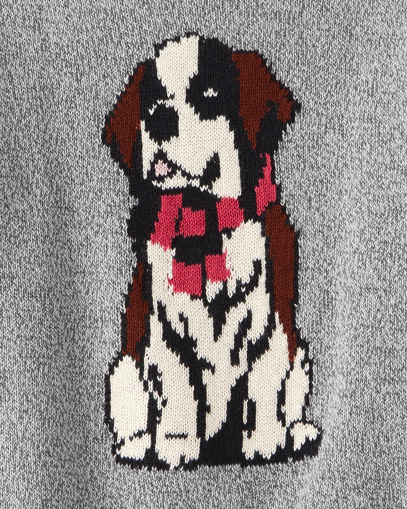 Toddler Boy Dog Sweater - Grey