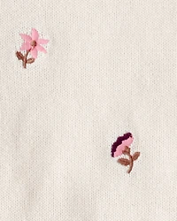 Baby Girl 2-Piece Floral Embroidered Short-Sleeve Top & Short Set - Cream