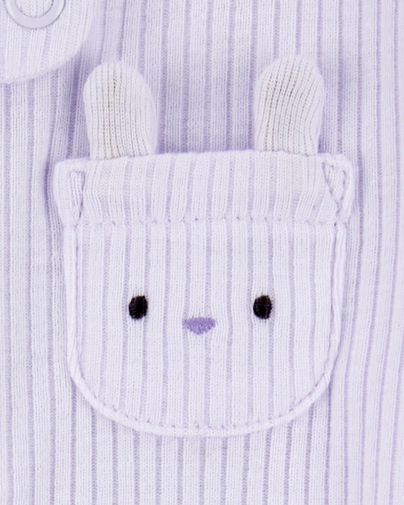Baby Girl Bunny 2-Way Zip Ribbed Sleeper pyjamas