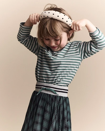 Toddler Striped Long-Sleeve Relaxed Tee - Green/Heather Grey