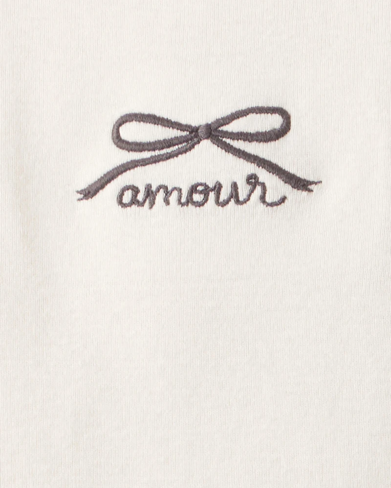 Baby Girl Bow Print Bodysuit & Pant Set - Grey