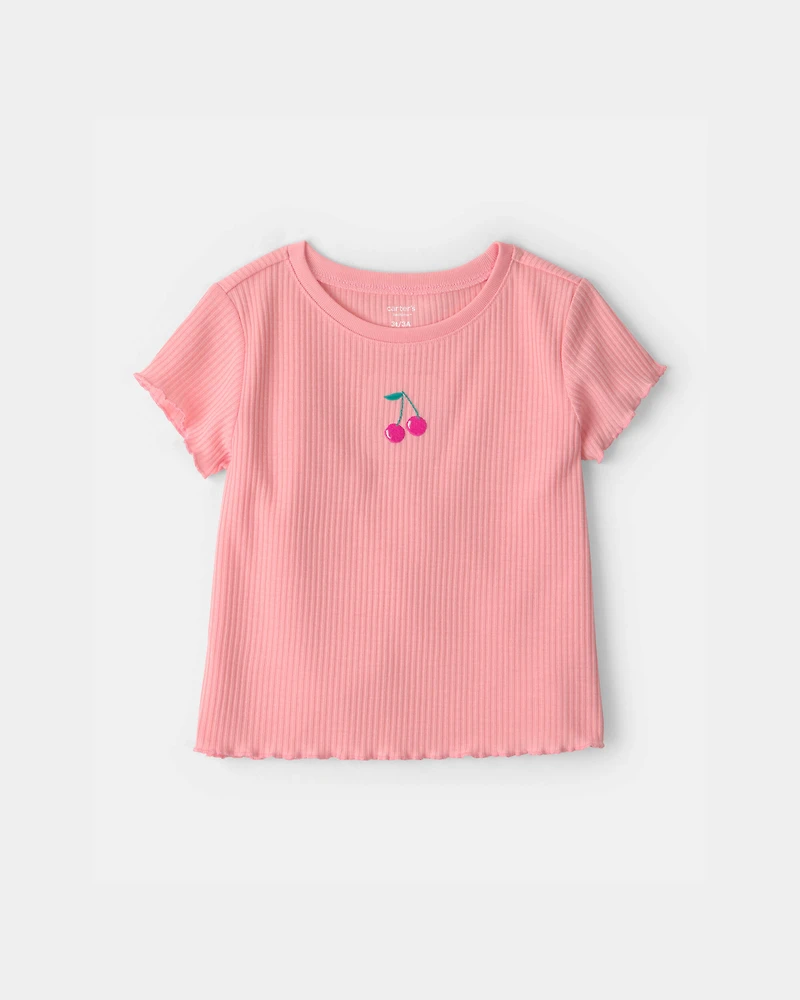 Toddler Girl Fruit Short-Sleeve Loose Fit 2-Piece pyjama Set - Pink