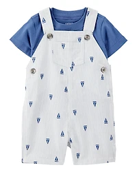 Baby 2-Piece Tee & Sailboat Shortall Set - Blue