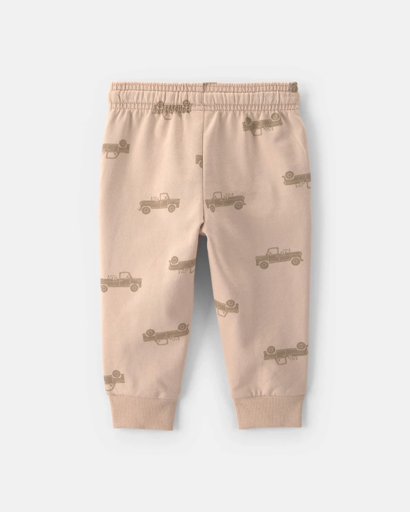 Baby Boy Truck French Terry Jogger - Beige